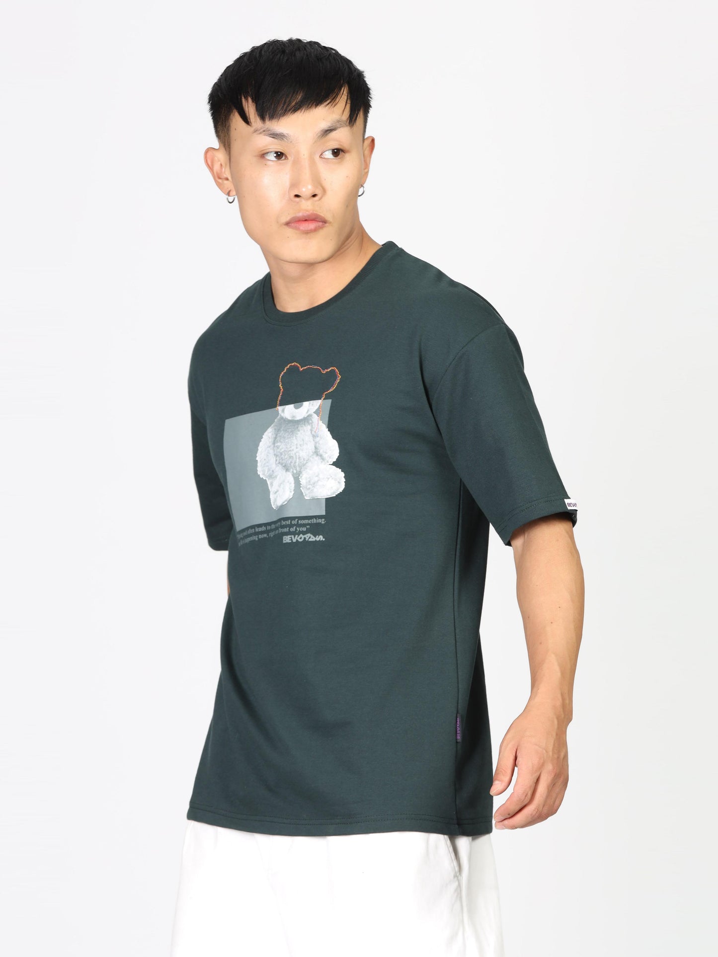 Lunar Green Drop Shoulder T Shirt for Men