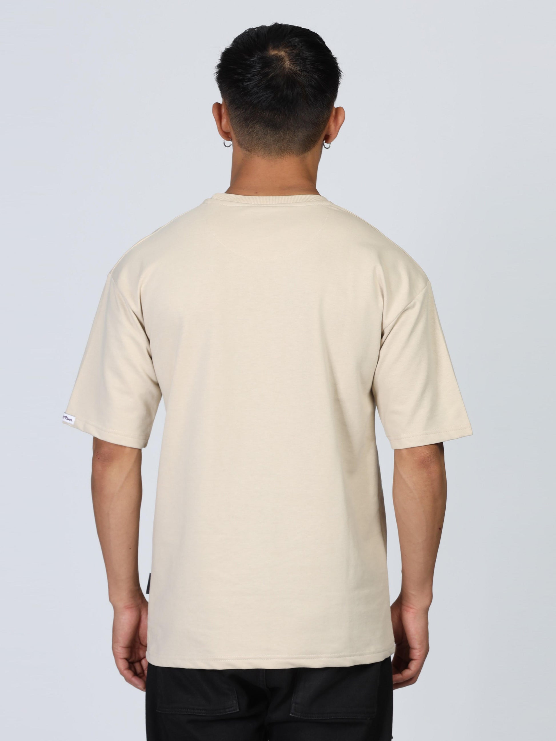 Comfortable Beige Men's Drop Shoulder T Shirt