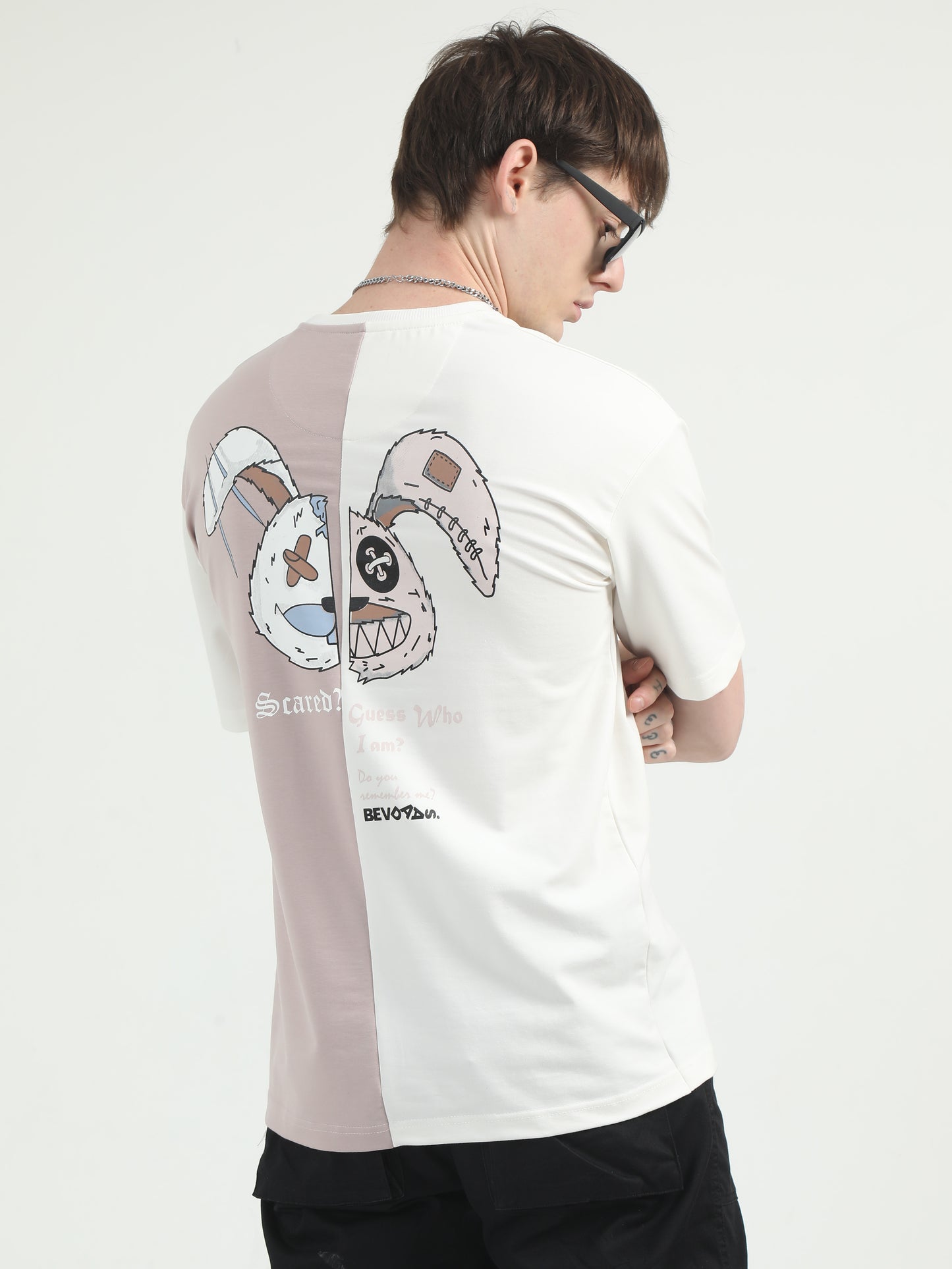 Spooky Bunny White Drop Shoulder Oversized T-Shirt