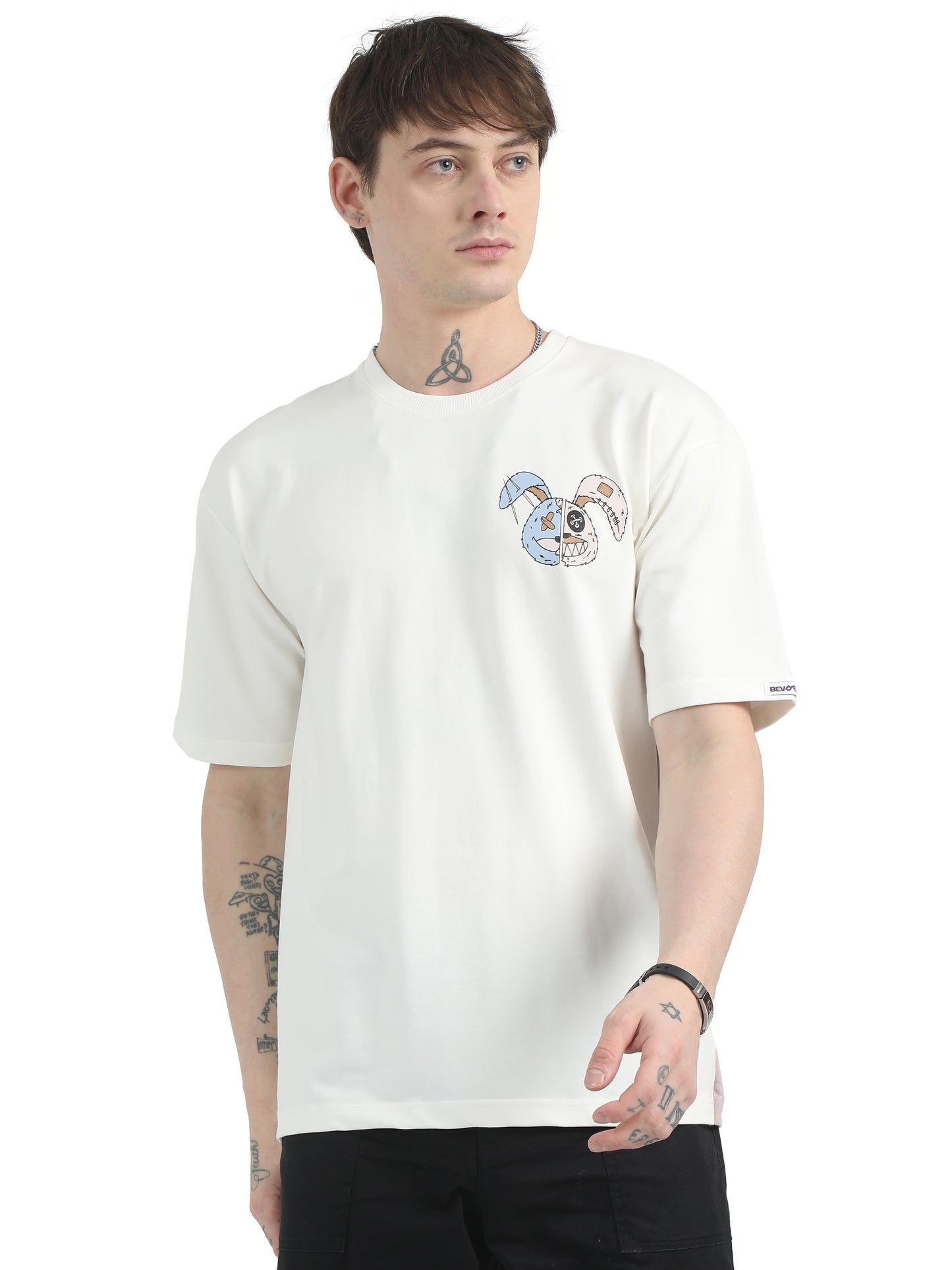 Spooky Bunny White Drop Shoulder Oversized T-Shirt