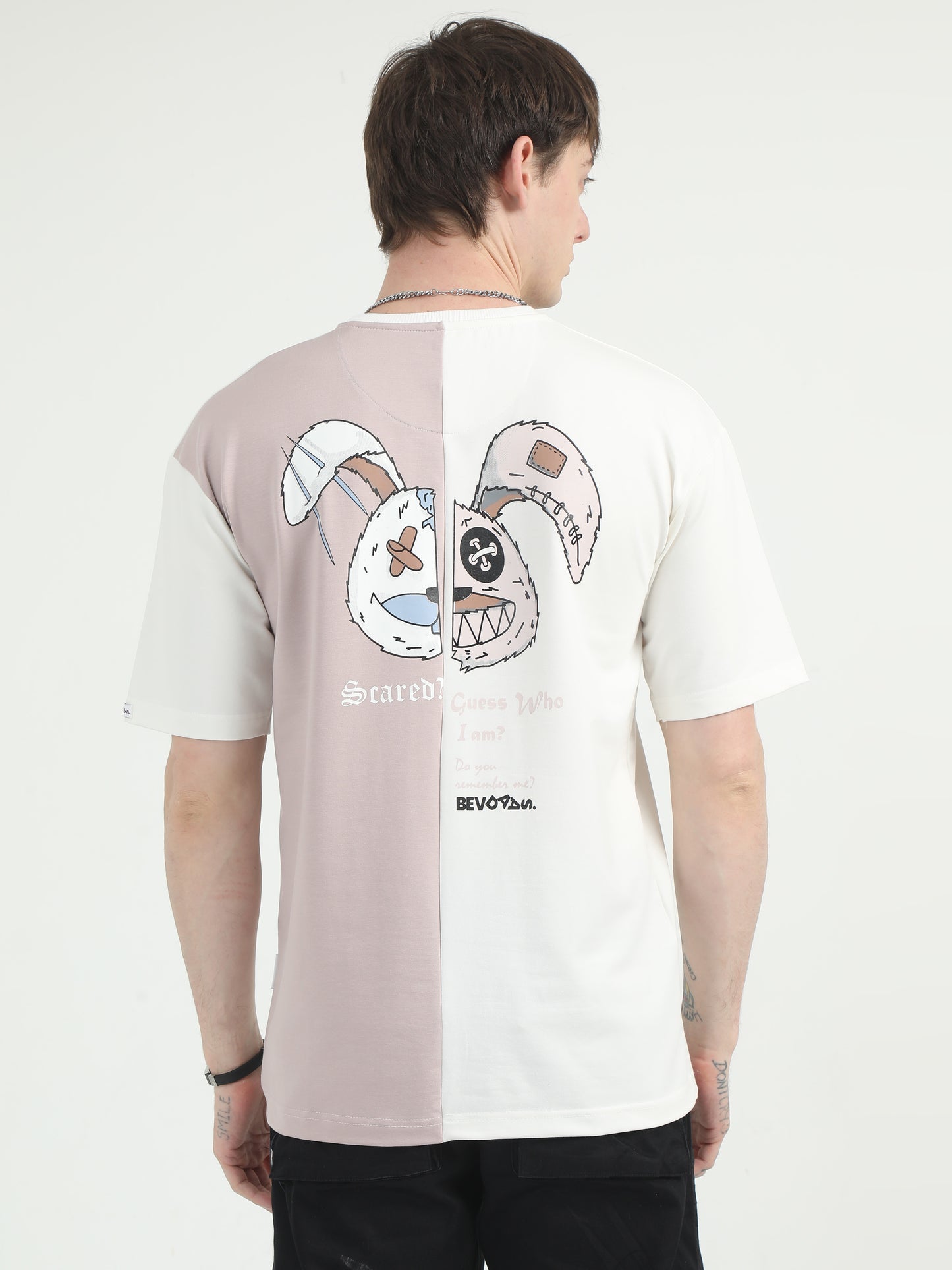 Spooky Bunny White Drop Shoulder Oversized T-Shirt