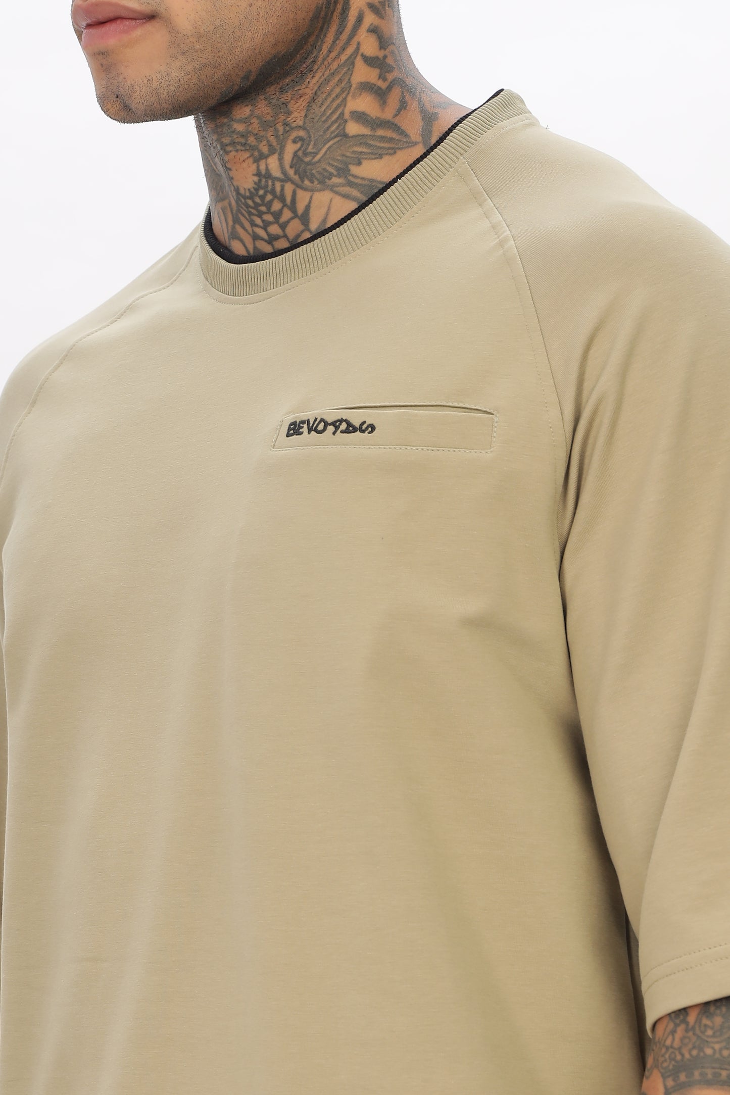 Beige Drop Shoulder T Shirt For Men