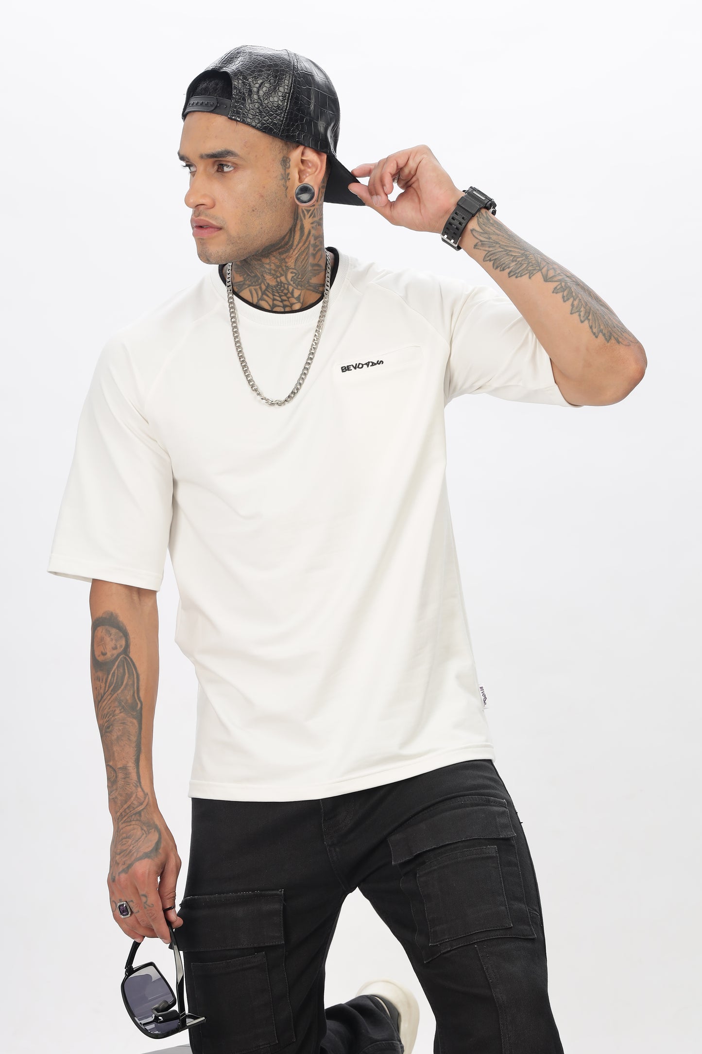 White Drop Shoulder T Shirt For Men