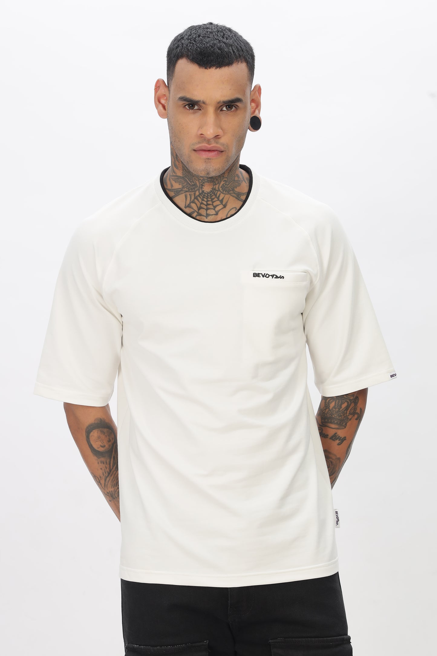 White Drop Shoulder T Shirt For Men