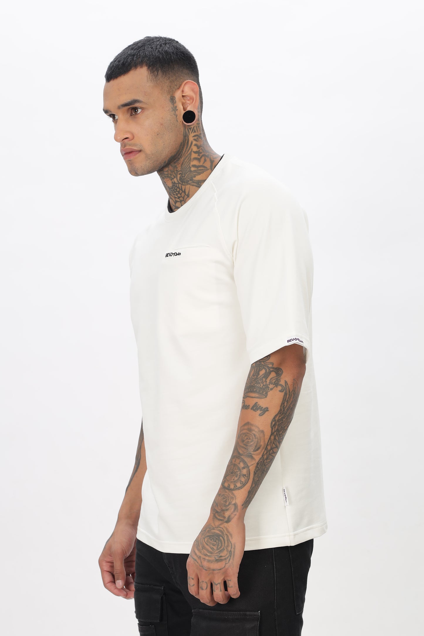 White Drop Shoulder T Shirt For Men