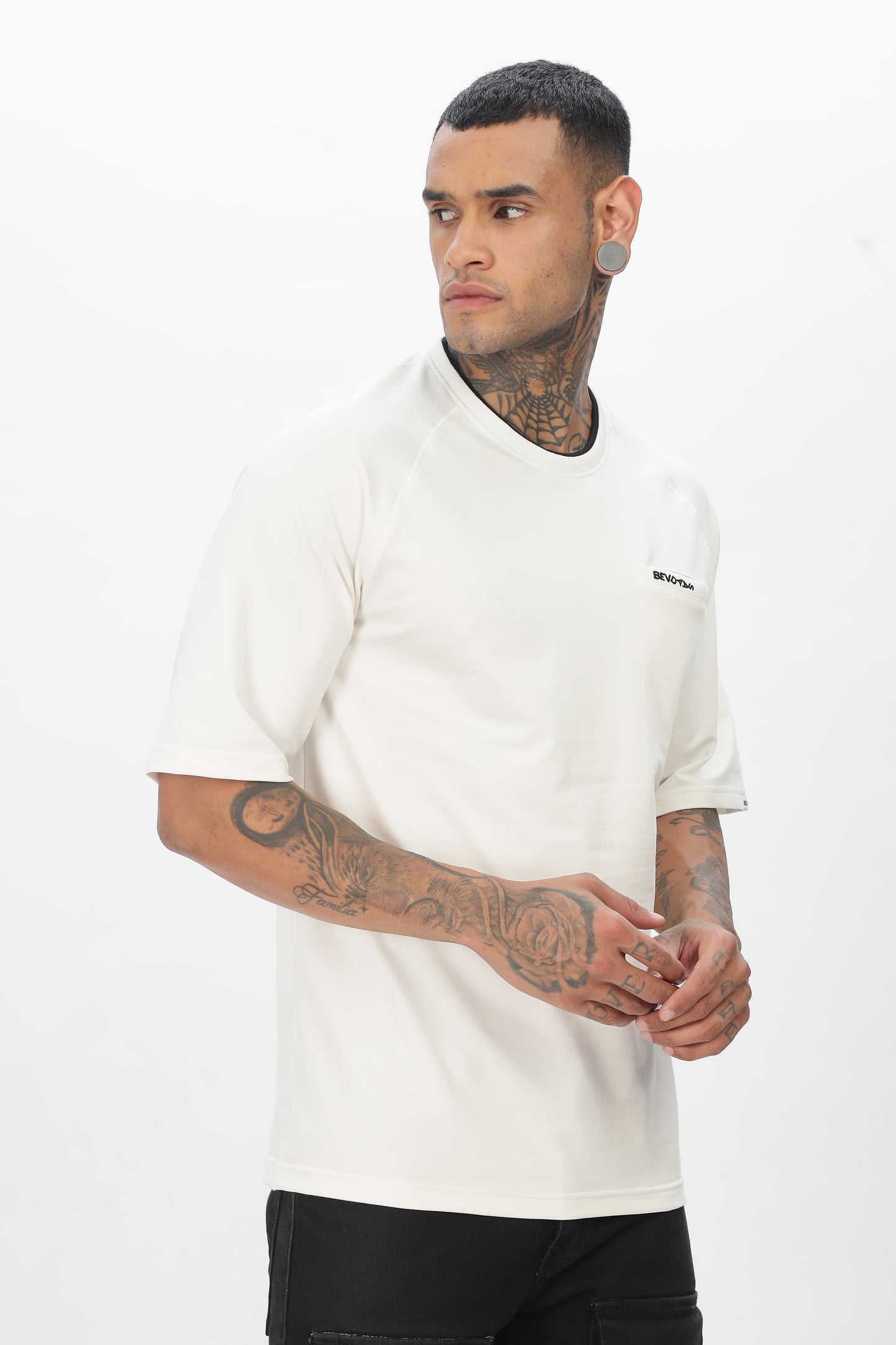 White Drop Shoulder T Shirt For Men