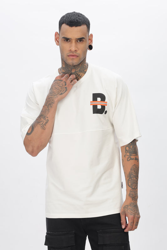 White Stylish Drop Shoulder T Shirt For Men