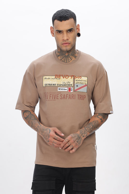 Light Brown Drop Shoulder T Shir For Men