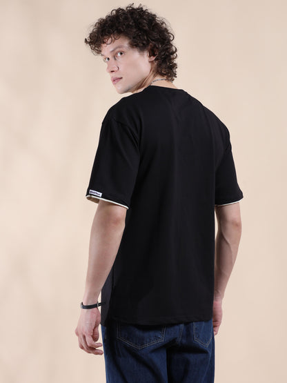 Black Drop Shoulder T Shirt for Men