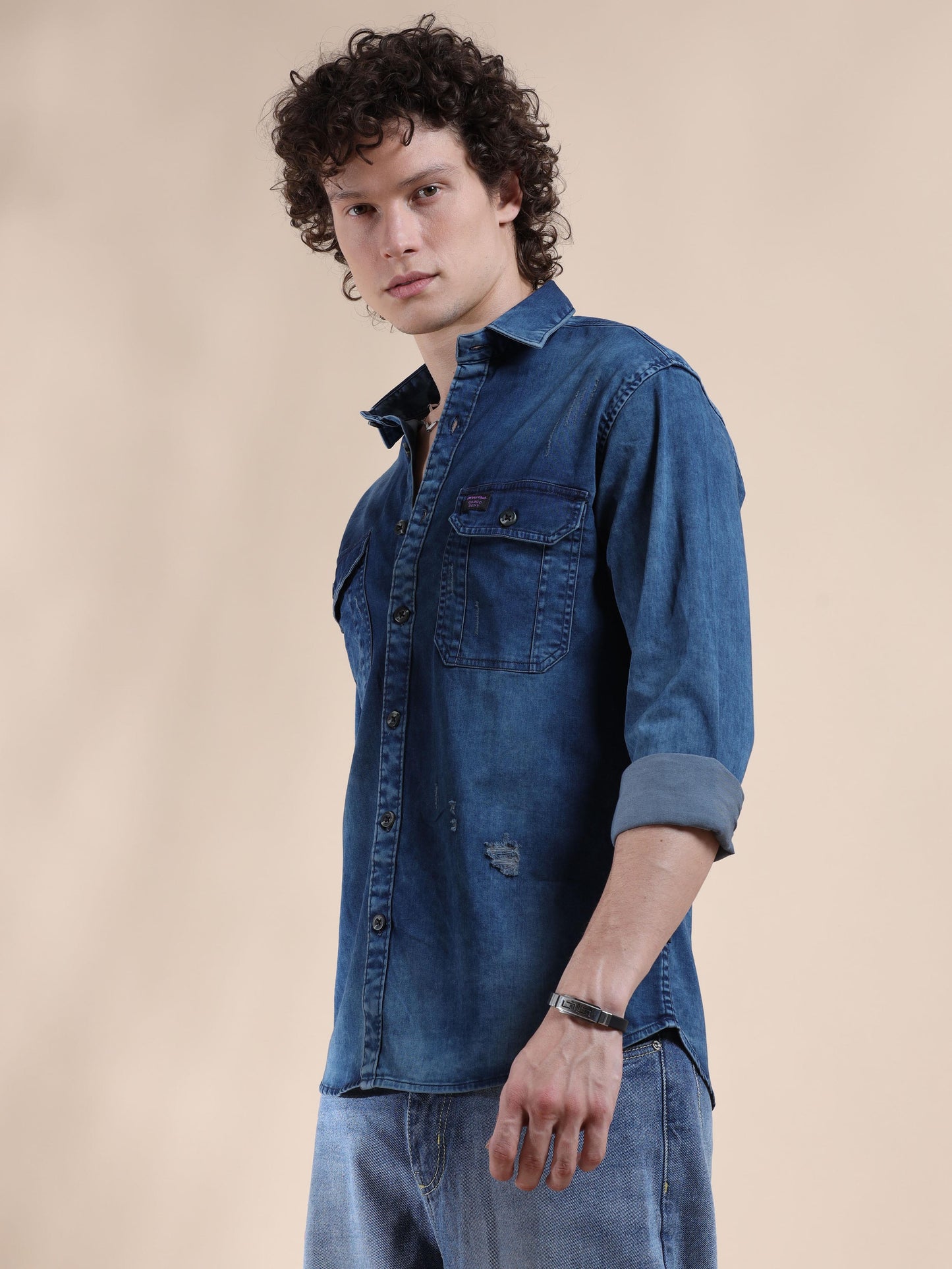 Blue Zodiac Denim Jeans Shirt for Men 