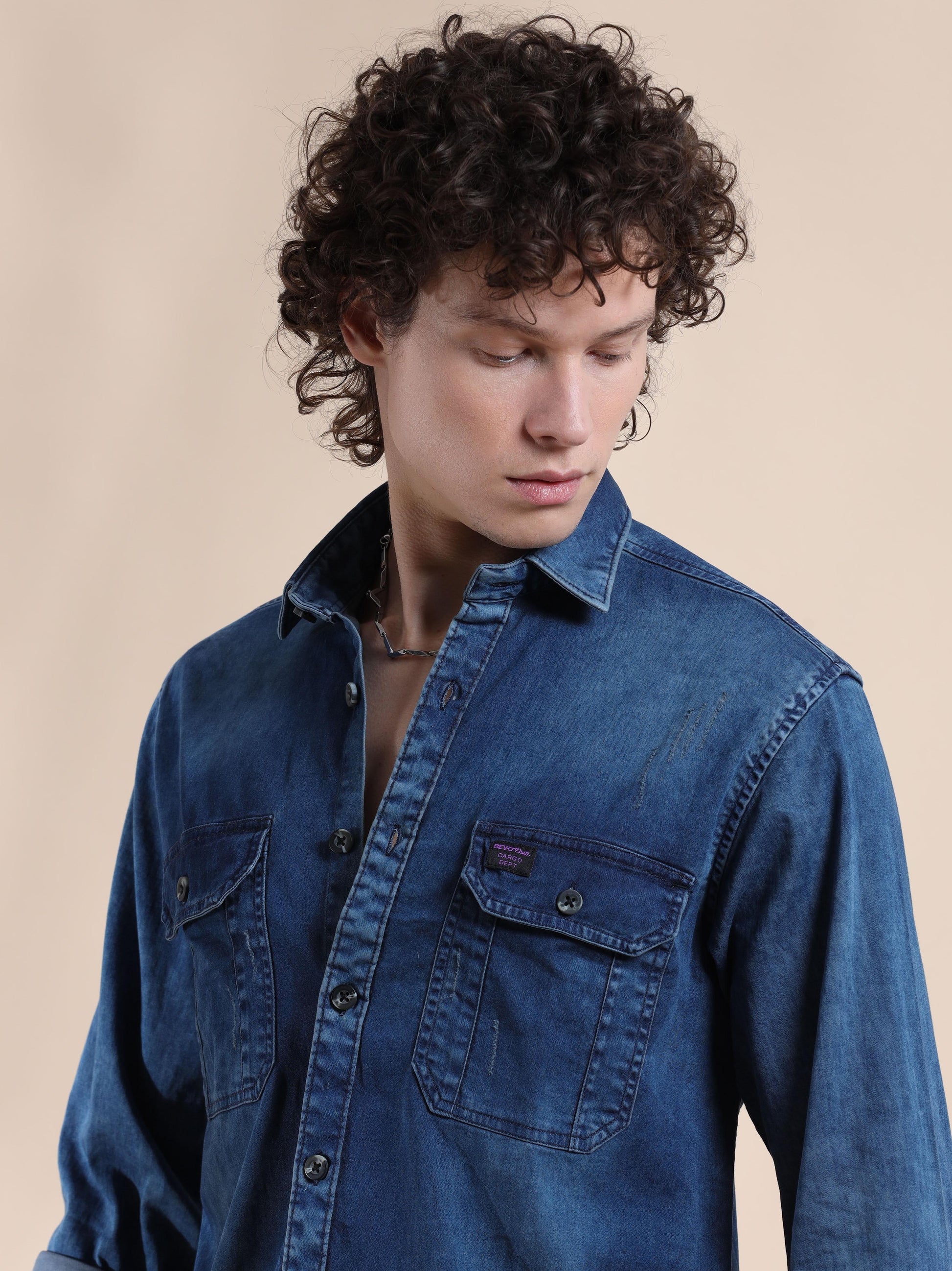 Blue Zodiac Denim Jeans Shirt for Men 