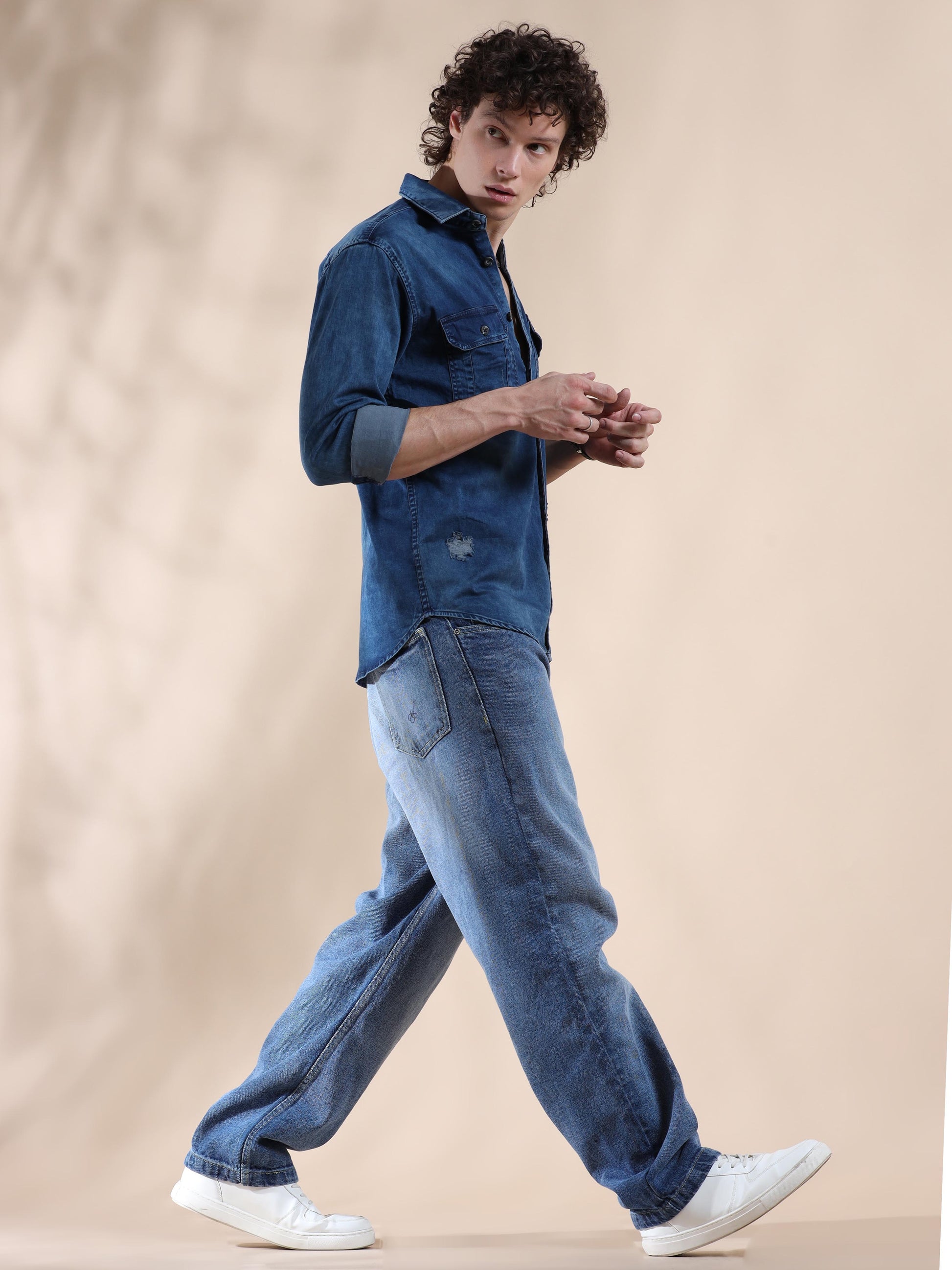 Blue Zodiac Denim Jeans Shirt for Men 