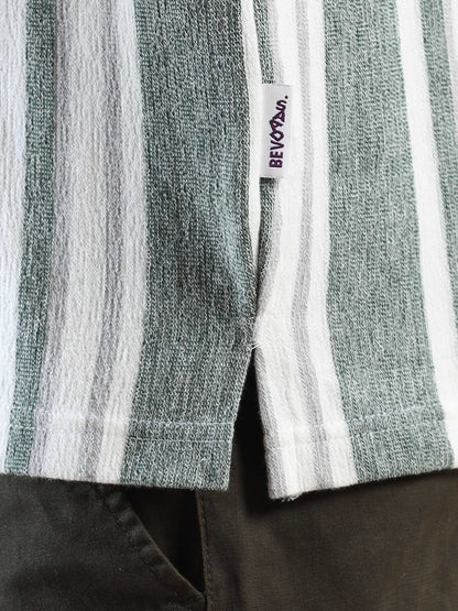 olive half sleeve striped shirt for men