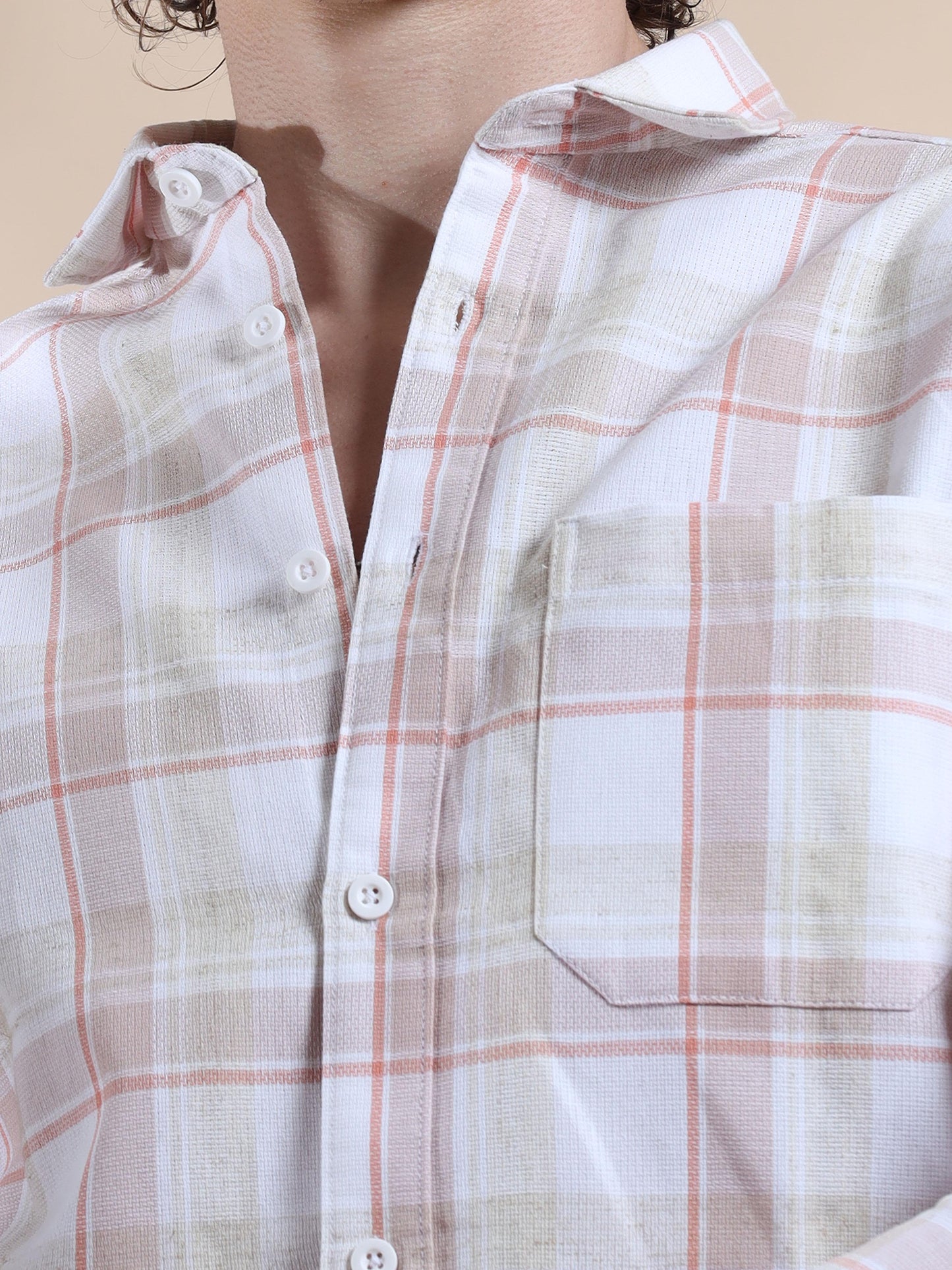 Grey and Red Mens Casual Check Shirts for Men