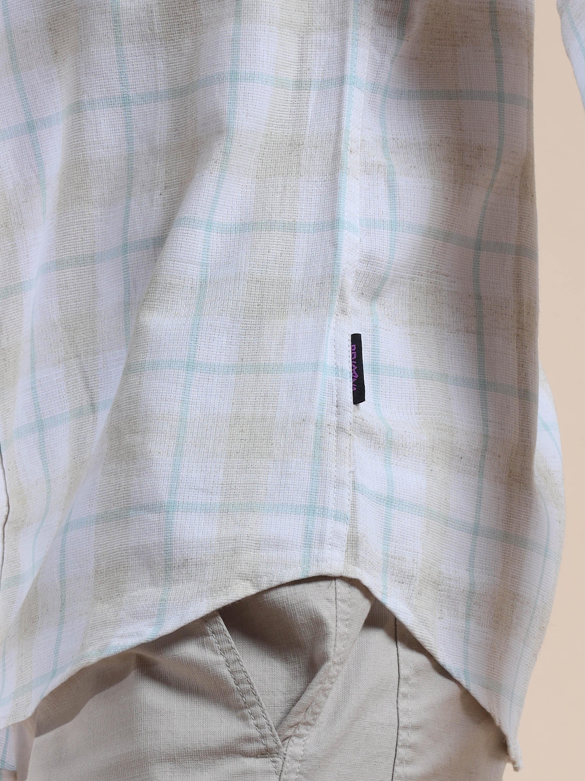 Grey and Light Blue Mens Checked Shirts Long Sleeve