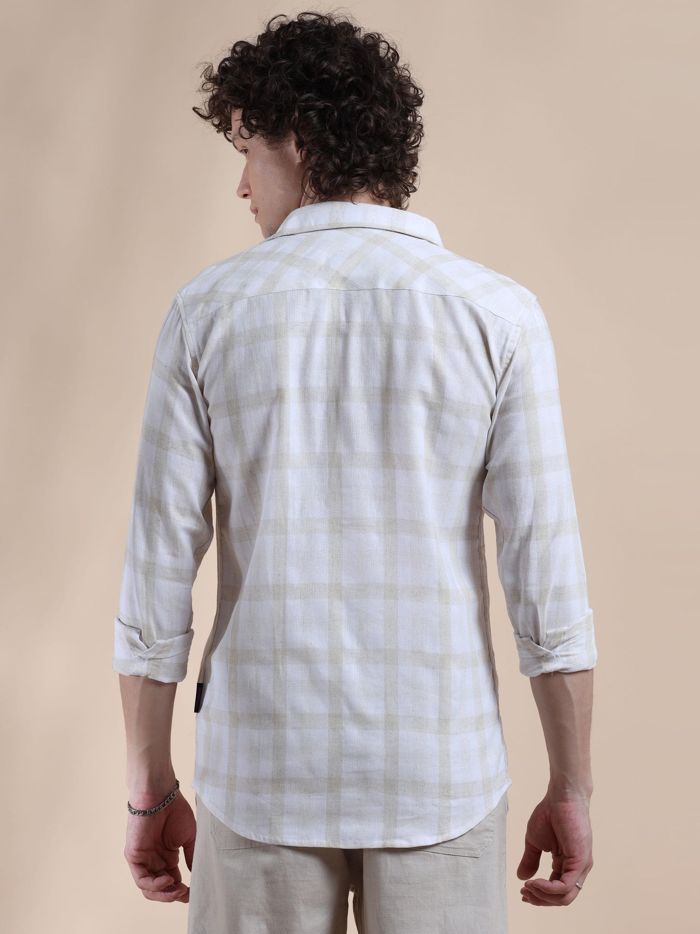 Grey and Light Yellow Stylish Check Shirts for Men
