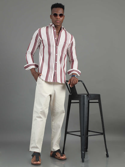 full sleeve red and white striped shirt