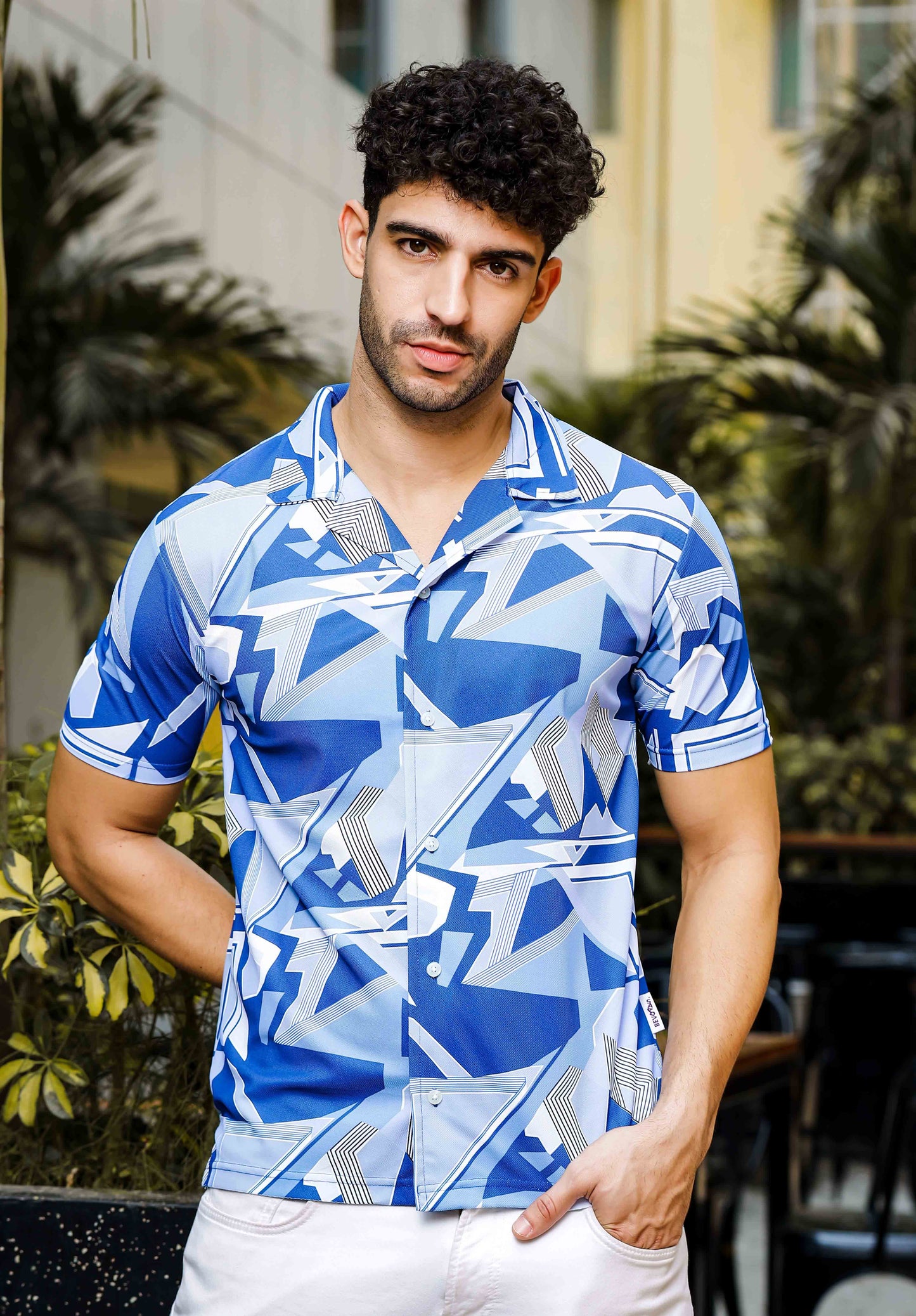 blue grey colour printed shirt