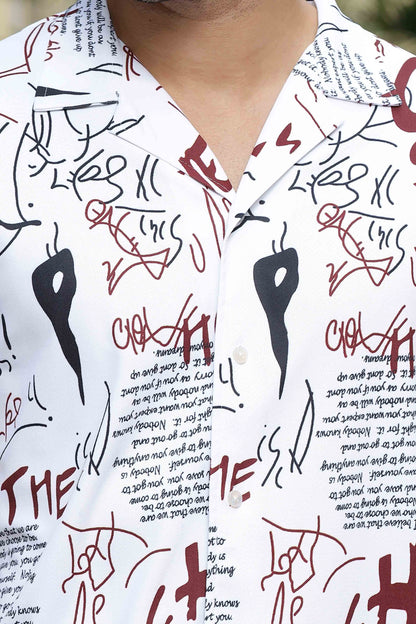 white abstract print shirt mens
