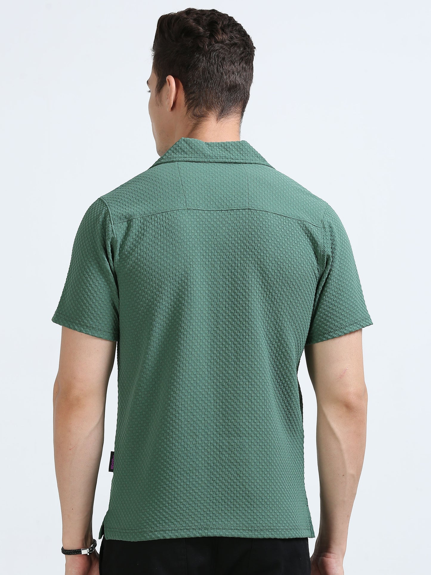 Fresh Green Vibes Textured Cotton Shirt