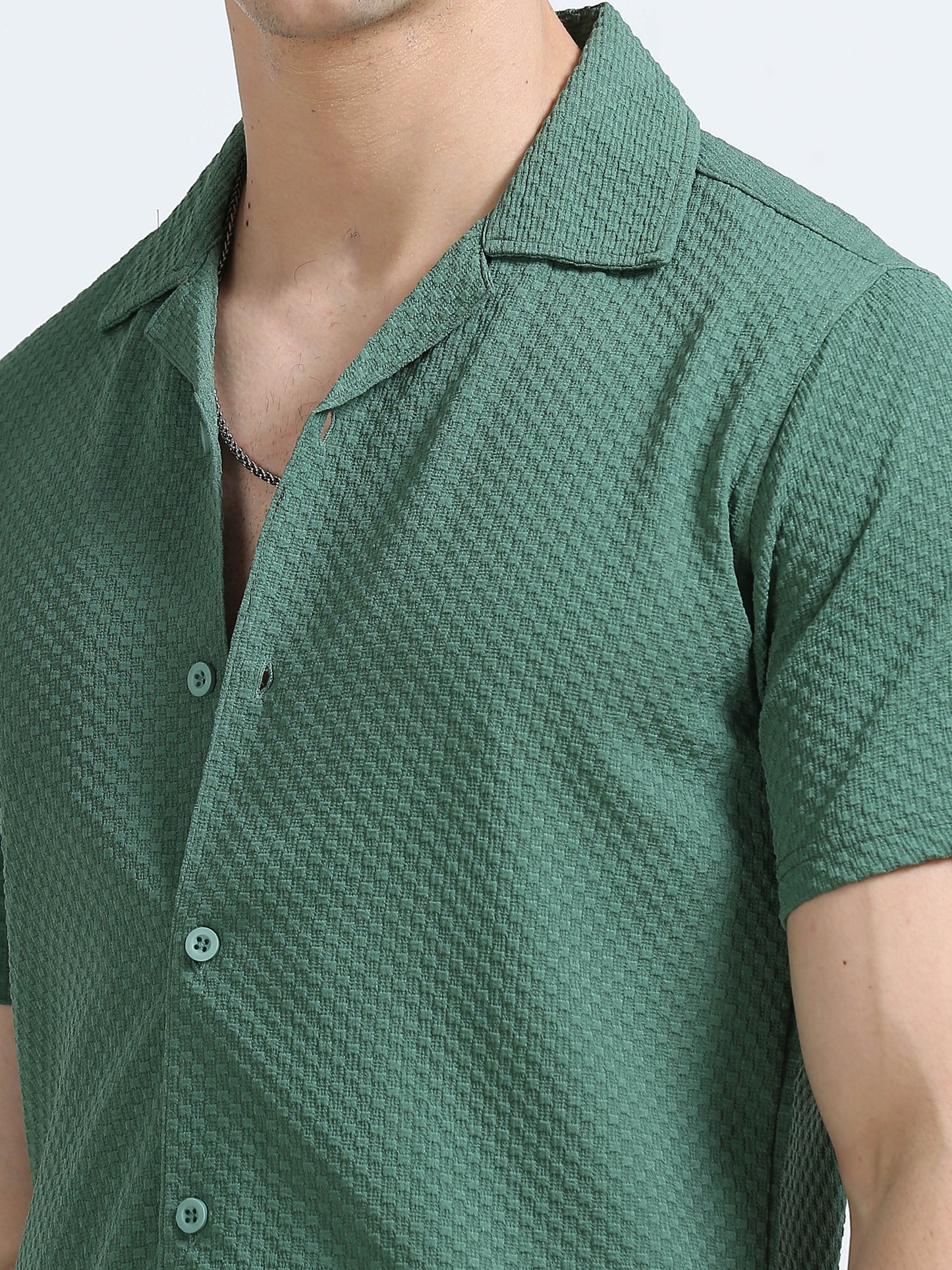 Fresh Green Vibes Textured Cotton Shirt