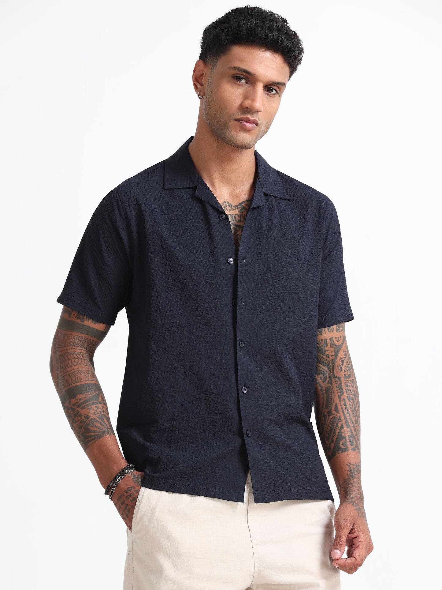 Navy Blue Men's Resort Shirt