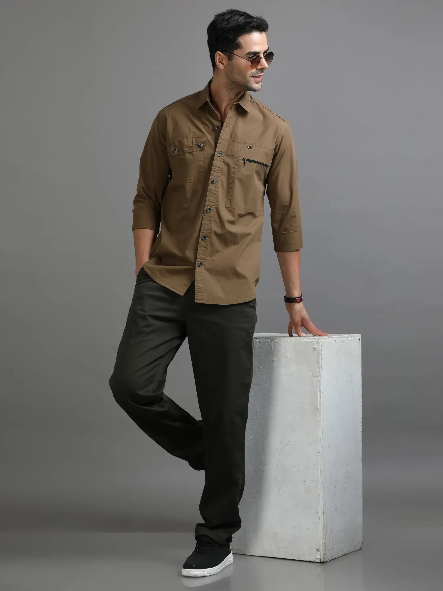 Warm and Rich Cocoa Solid Shirt for Men