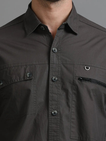 Charming Charcoal Solid Shirt for Men 