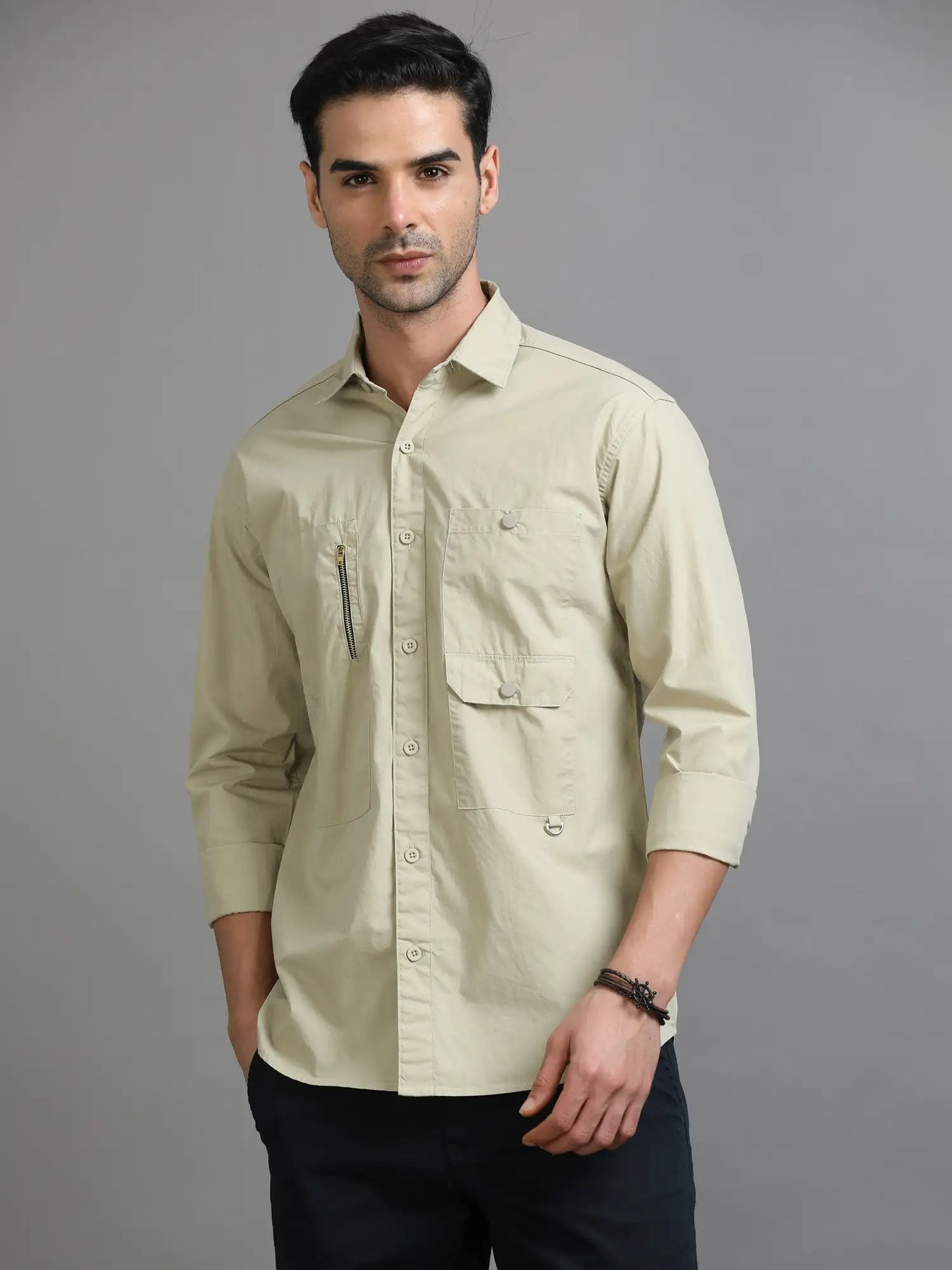 Neutral Touch Beige Solid Shirt for Men 
