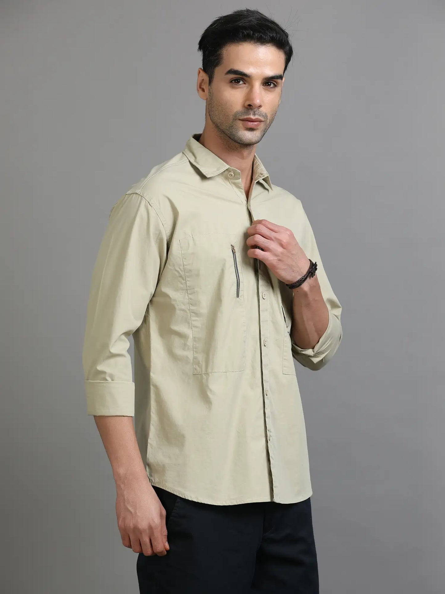 Neutral Touch Beige Solid Shirt for Men 