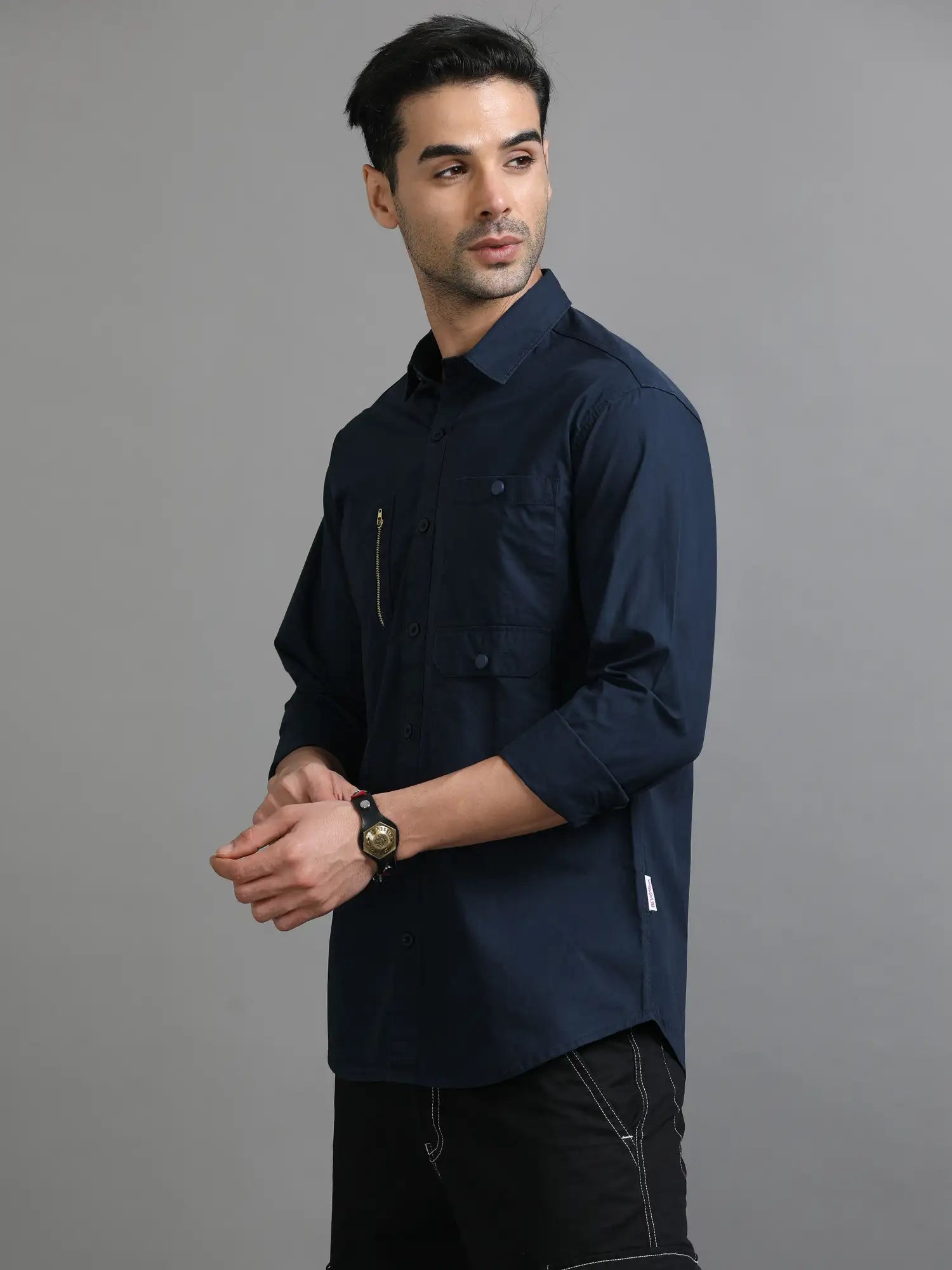 Modern Charm Navy Blue Shirt for Men