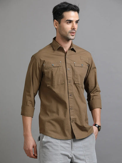 Rustic Brown Elegance Shirt for Men